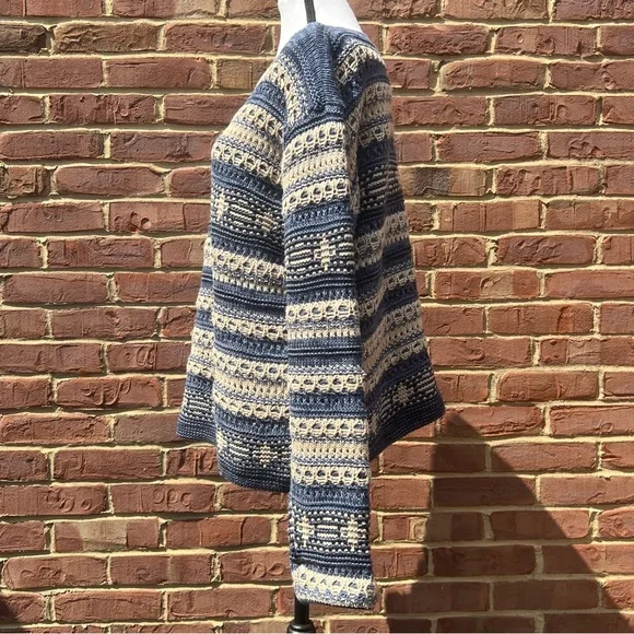 Orvis Women’s Striped Blue & Cream Sweater Sz M Eclectic Grandpa Cabincore Cozy - Picture 5 of 12